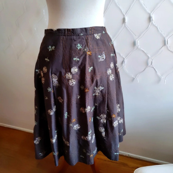 Anne Klein Pleated Skirt / Coffee Brown / Size 14 - Picture 2 of 4